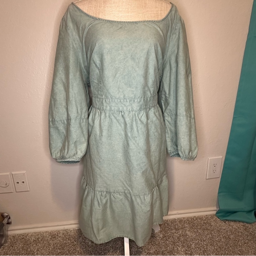 Seafoam Green Denim Dress, Size 1X